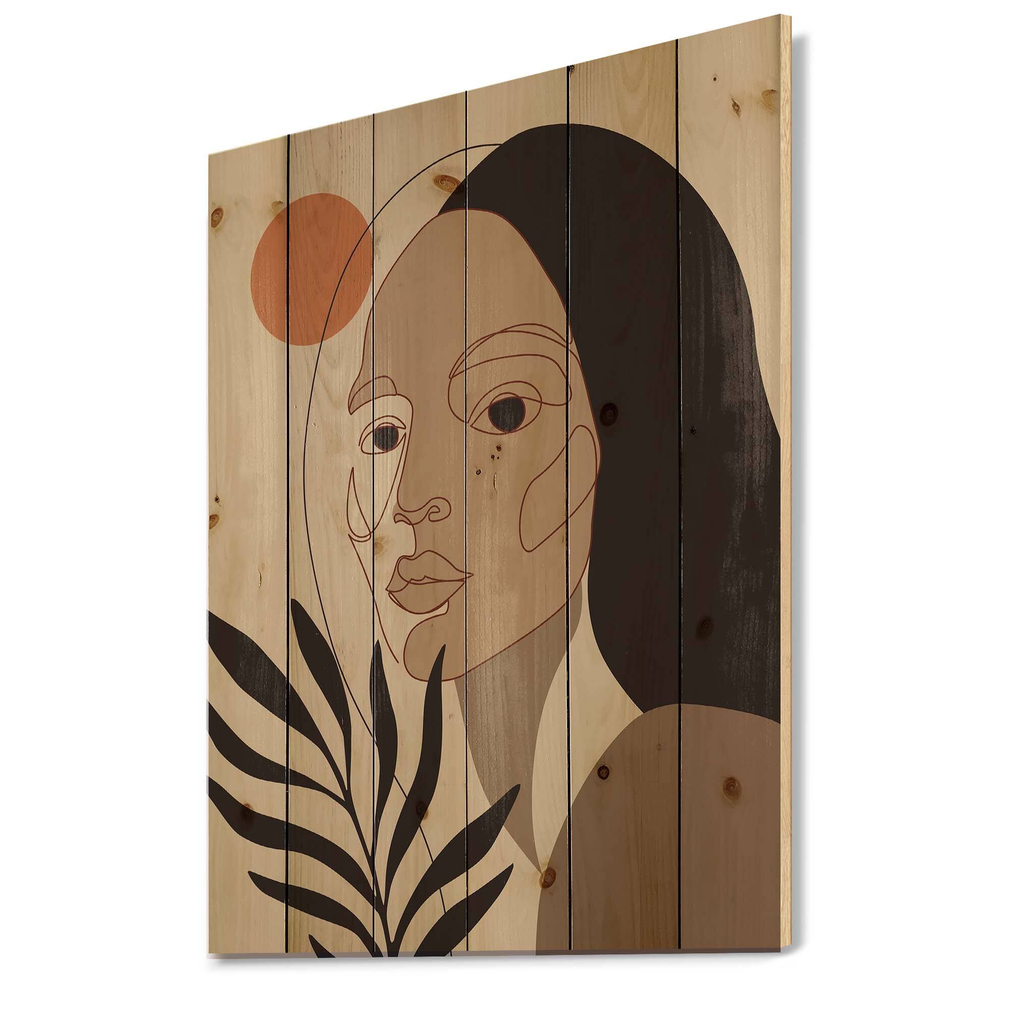 Designart - Retro Minimal Portrait of Young Woman